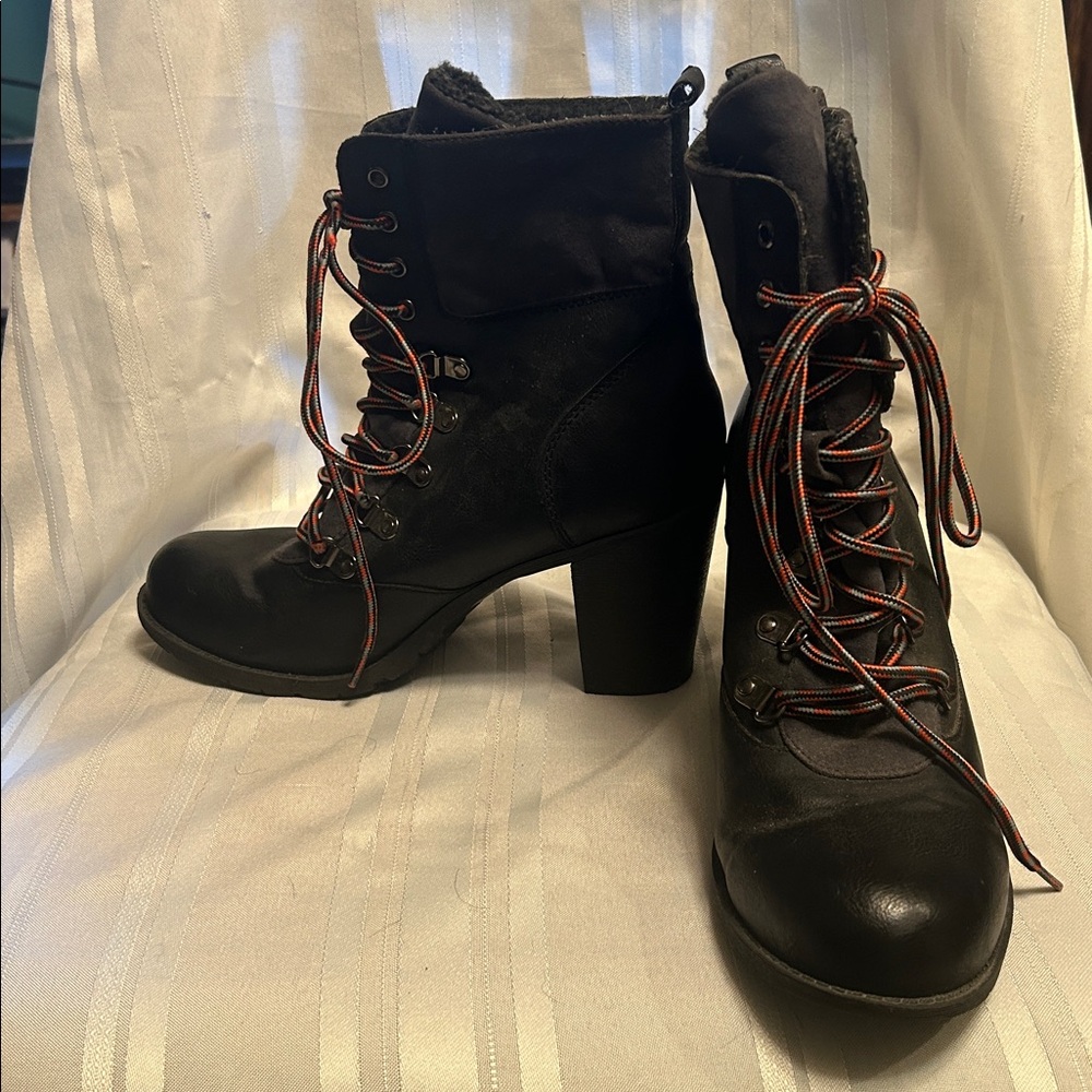 Report Black Heeled Work Boots
